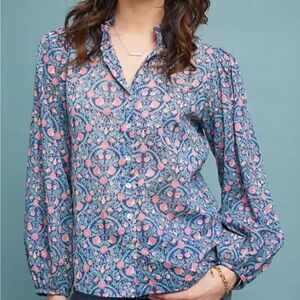 Banjanan Blue and Pink Floral Blouse